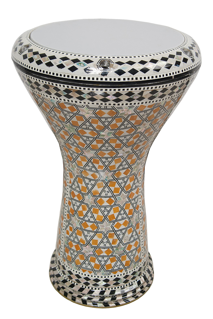 MOTHER OF PEARL DOUMBEK with ORANGE INLAY SATISFACTION GUARANTEED!